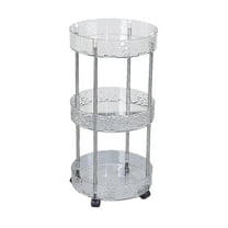 VWRXBZ Kitchen Shelf, 24.01x11.81x11.81 Inch Three Tier Kitchen Bathroom Living Room Shelf Floor Storage Rack Multi-Layer Transparent Storage Cabinet Movable Trolley Shelf Organizer