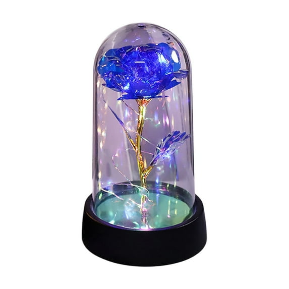 VWRXBZ LED Eternal Rose in Glass Dome 1 PCS Preserved Flower Bouquet 5.91x3.35 Inch Romantic Gift for Women Mom Day Valentines Day Home Decor