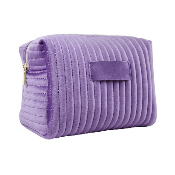 VWRXBZ Makeup Bag, Border Hot Selling Embroidered Striped Velvet Cosmetic Bag High Value Soft Cosmetic Storage Bag Travel Essentials
