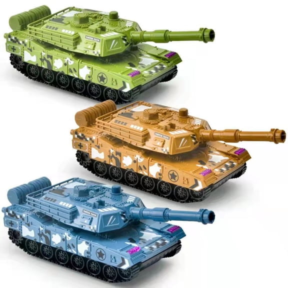 VWRXBZ Military Tank Toy with Inertia Push and Go Action and Movable Turret, 6 Inch Plastic Vehicle for boys Boys Girls, Realistic Camouflage Durable Design