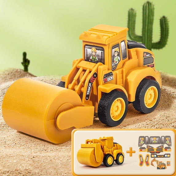 VWRXBZ Press and Go Engineering Vehicle Toy, 5.9 Inch Yellow Plastic Construction Car with Sliding Action, Interactive Educational Toy for boys boys Learning Motor Skills