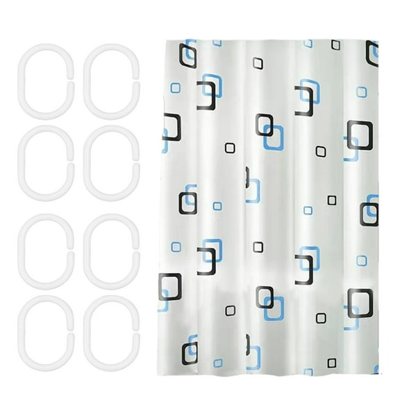 VWRXBZ Shower Curtains, 70.86x47.24 Inch 8 PC Hook Thickened Proof Water Grids Bath Drapers Bathroom Drapers Toilet Partition Drapers No Need to Punch Holes to Provide Hook Fall