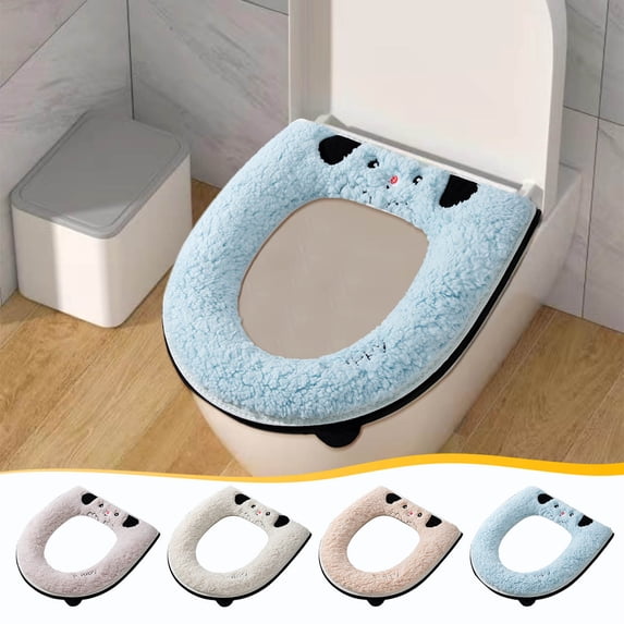 VWRXBZ Toilet Seat Cover, 16.5x15 Inch Seat Cover Toilet Cushion Seat Cover Soft Toilet Seat Washable Comfortable Cover for a Lid Toilet for Bathroom Travel Toilet Winter Accessory