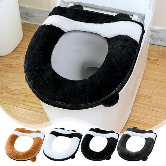 VWRXBZ Toilet Seat Cushion, Universal Washable Knitted Toilet Seat Cover, Easy Install & Remove with Handle, 43x36cm, Polyester Fiber, for Home & Travel, 1 Piece