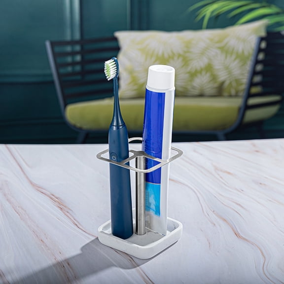 Vwrxbz Toothbrush Holder, Stainless Steel Stand with 3 Slots, 4.7 Inch Space-Saving Organizer for Bathroom Vanity, Multi-Purpose Use for Home and Office