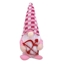 VWRXBZ Valentine's Day Gnome Figurine with Arrows and Heart, Pink Hat Faceless Dwarf for Romantic Decor, Gift for Girlfriend, 6 Inch Shelf Decoration