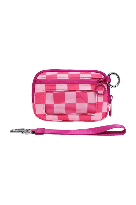 Wallet Portable Waterproof Wristlet Pouch with Clear Card Slot - Plaid Series Travel Essentials