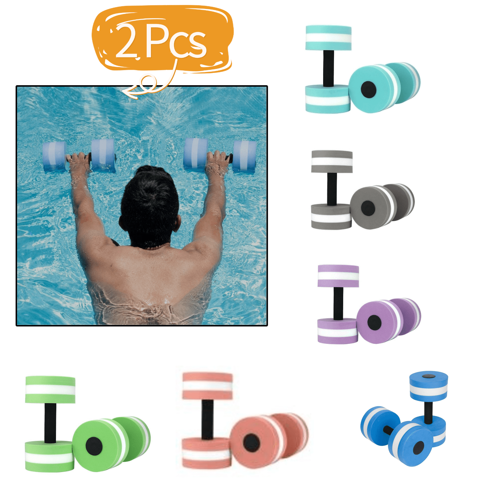 VXARARL 1 Pair EVA Foam Water Dumbbells for Pool Exercise Water Weights