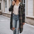 thumbnail image 1 of VXARARL Flannel Shirt Women Long Button Down Plaid Jacket Fall Winter Oversized Lapel Shacket 2026 Trench Coat With Pocket Dark Green XL, 1 of 7