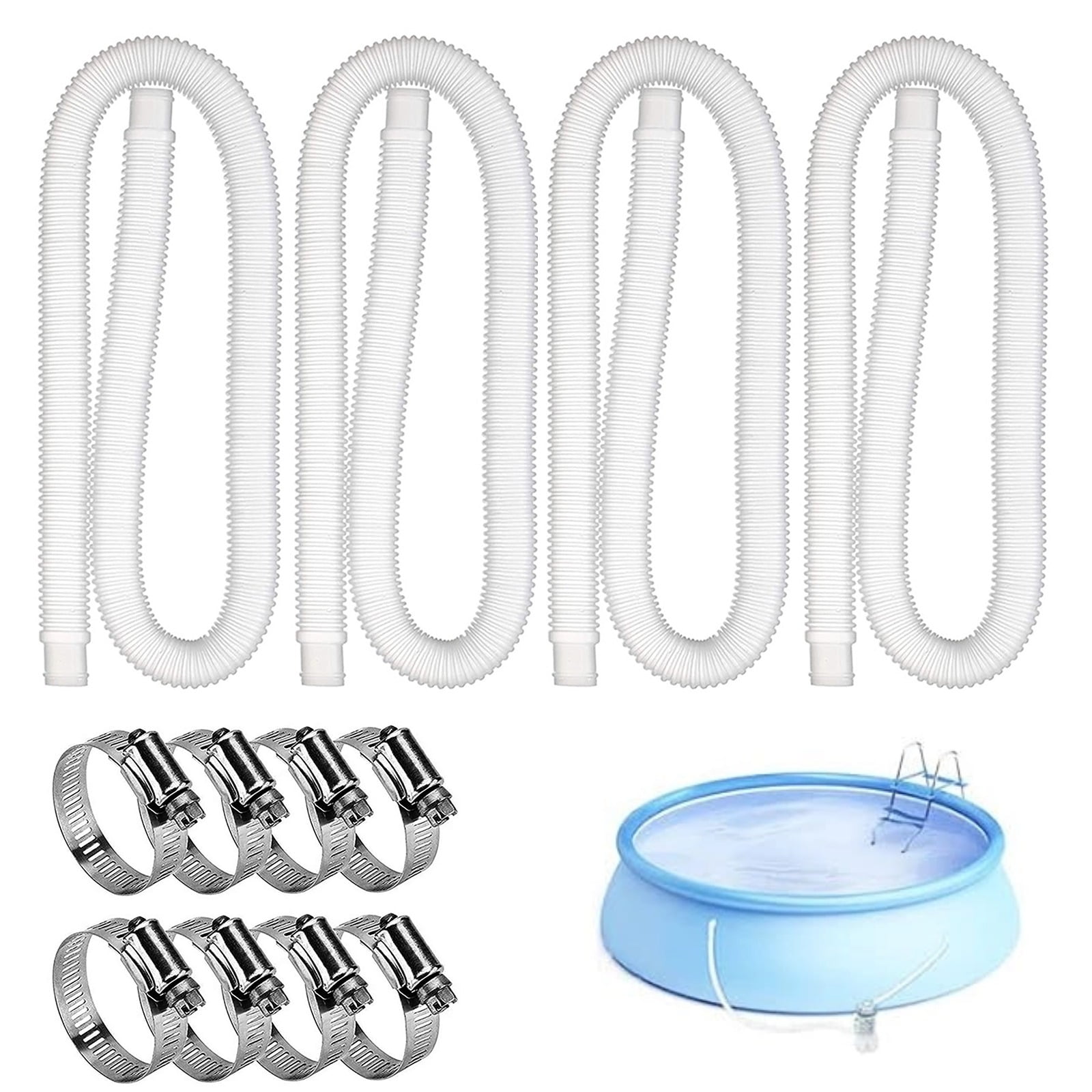 VXARARL Replacement Pool Hoses for Above Ground Pools 1 1/4, 59" Long Filter Pump Hose, 4 Packs