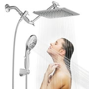 VXV 7-setting shower Head, 8” Rain Shower Head with Handheld Spray Combo, 11" Extension Arm Height Adjustable, High Pressure Shower Heads, chrome