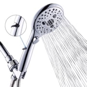 VXV Bathroom Handheld Shower Head with on off Switch, 6 Spray Setting Removable Hand Held Showerheads with 6 FT Stainless steel Hose and Adjustable Angle BracketChrome