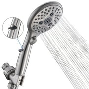 VXV Bathroom Handheld Shower Head with on off Switch, 6 Spray Setting Removable High Pressure Showerheads with 6 FT Stainless steel Hose and Adjustable Angle Bracket(Brushed Nickel)