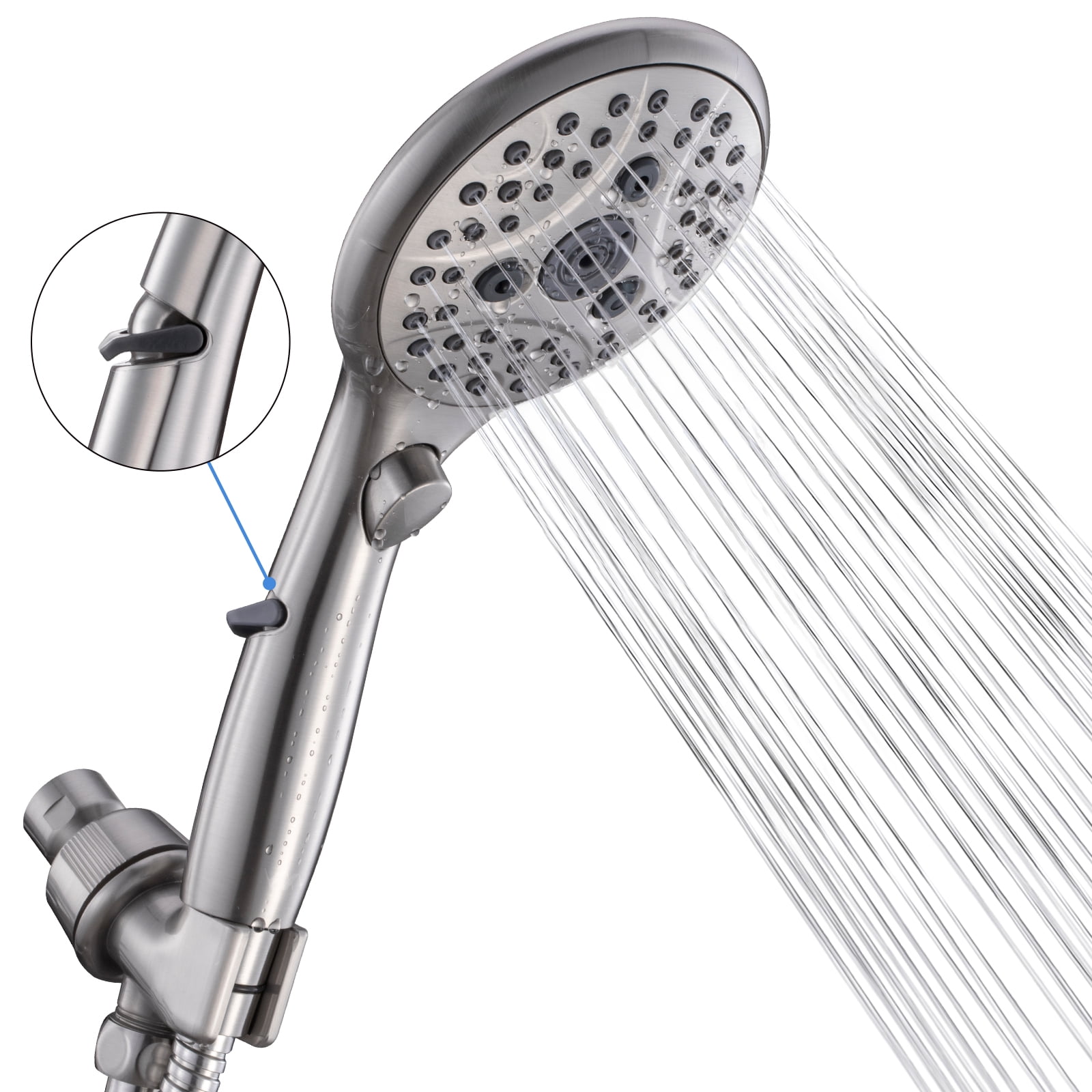 VXV Bathroom Handheld Shower Head with on off Switch, 6 Spray Setting ...