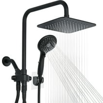 VXV Shower Head, 8'' High Pressure Rain Shower Heads, 7 Settings Shower Head With Handheld, And 15" Height Adjustable Shower Head Combo, Matte Black