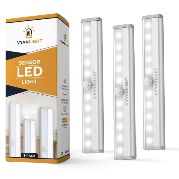 VYANLIGHT 7.4 In LED Motion Activated Under-Cabinet Lights, 3 Count