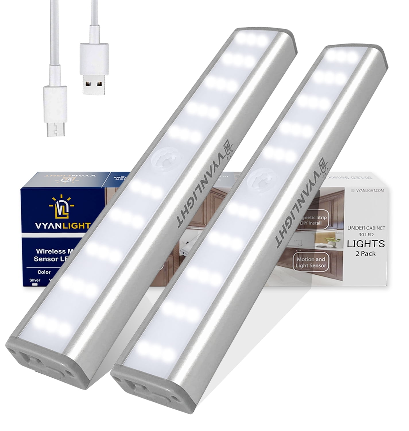 VYANLIGHT LED Closet Light Motion Activated, Cordless Under Cabinet Motion Sensor Light, (2 Pack)