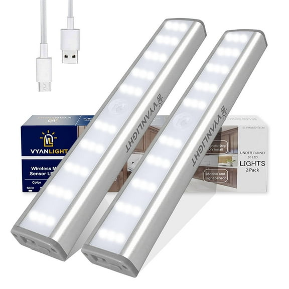VYANLIGHT LED Closet Light Motion Activated, Cordless Under Cabinet Motion Sensor Light, (2 Pack)