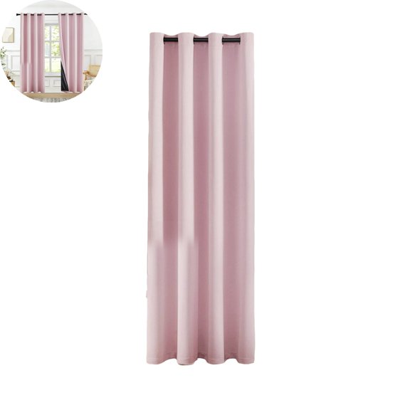 VYARDOZ Blackout Curtain, Polyester Insulated Panel, 100 by 250 cm Noise Reducing Ring Top Drape for Living Room (Pink)