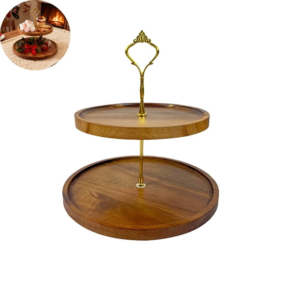 VYARDOZ Cupcake Stand, Wooden 2 Tier Tray, 23.5 by 20.2 cm Dessert ...