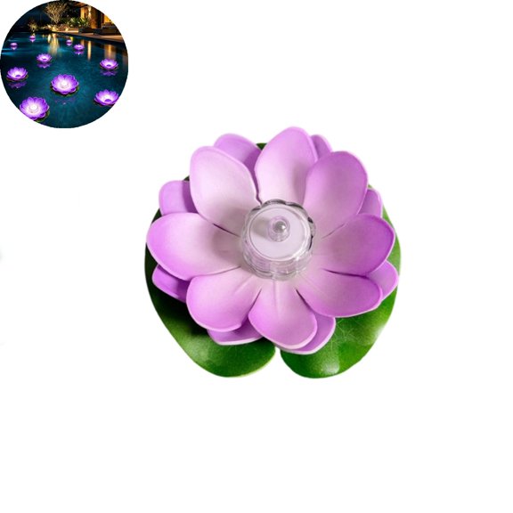 VYARDOZ Floating Pool Light, 10cm Waterproof LED Lotus Lantern with Battery, Reusable Water Decoration for Swimming Pool Pond Garden and Wedding