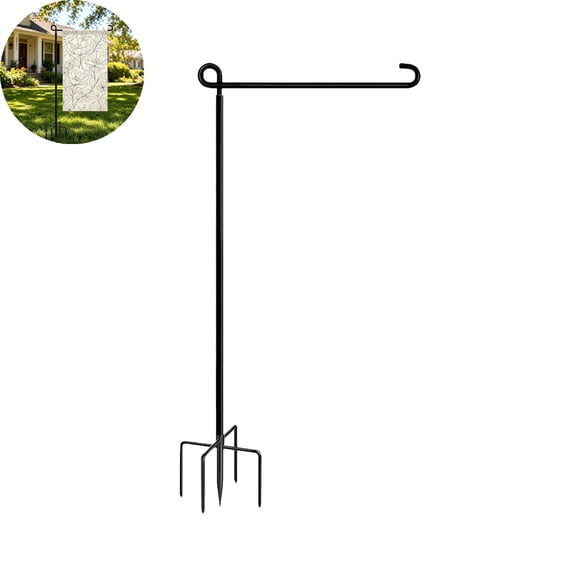 VYARDOZ Garden Flag Stand, 98cm Metal Flag Pole with 5 Prong Base, Holder for Yard and Outdoor Flags