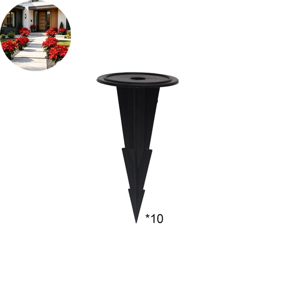 VYARDOZ Garden Stake, Plastic Ground Spike Base 10 Pcs, 7x13cm Holder for Solar Lights and Flower Stems, Pathway and Flower Bed Support