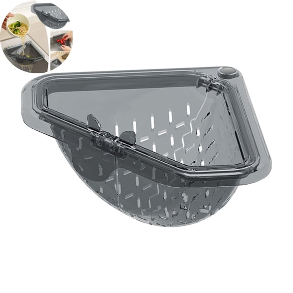VYARDOZ Kitchen Sink Caddy, Triangular Magnetic Sink Organizer with Drainer and Mesh Filter Bag, Stainless Steel Food Scrap Collector for Leftovers and Countertop Waste