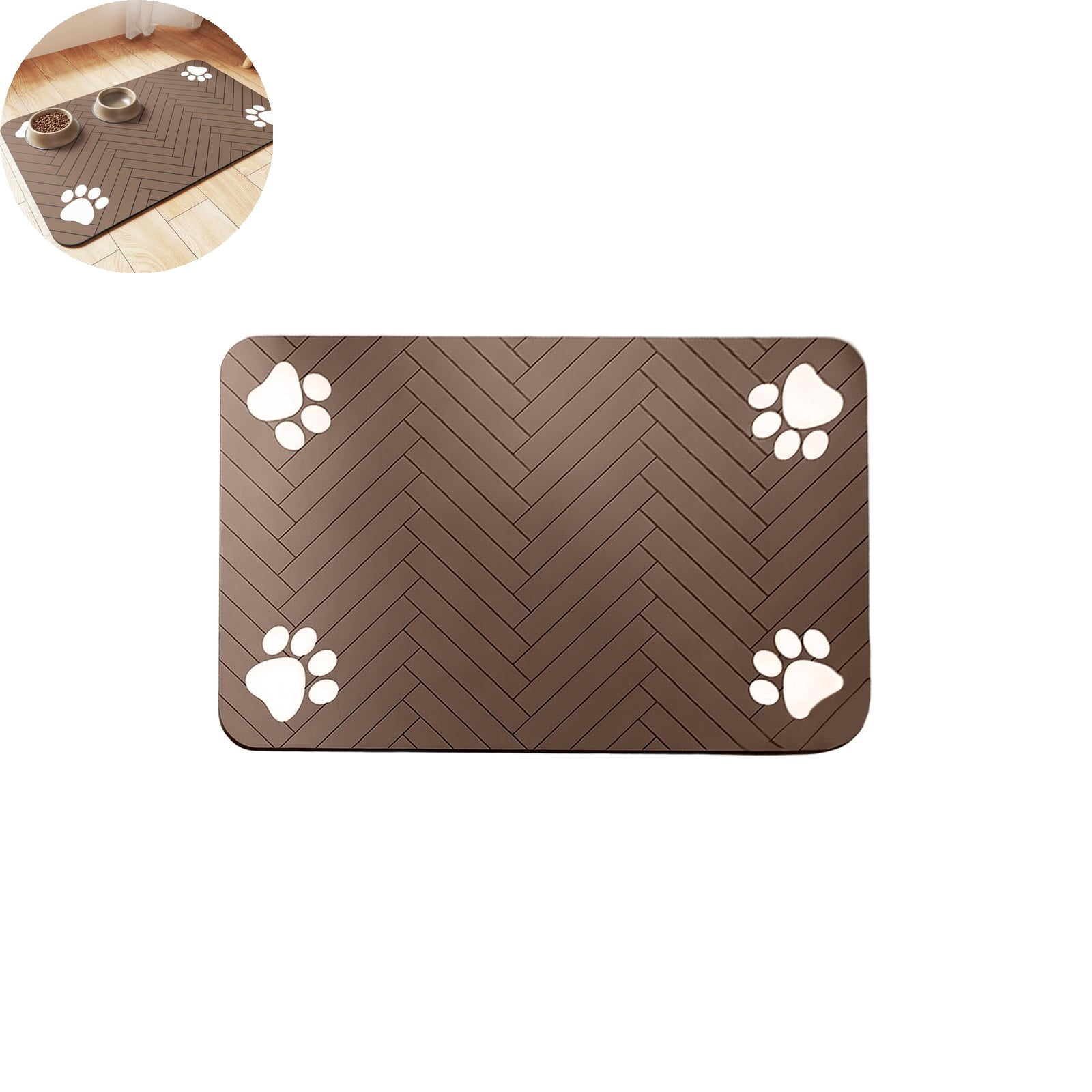 VYARDOZ Pet Feeding Mat, Absorbent Floor Pad 50x30cm, Non-Slip Diatom ...