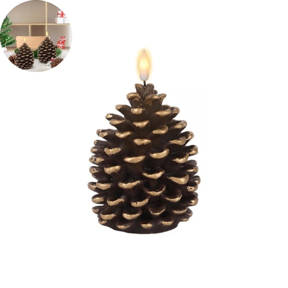 VYARDOZ Pinecone Candle Light, LED Flameless Candle with Flickering Flame, Battery Operated Decoration for Christmas Tree Home and Party