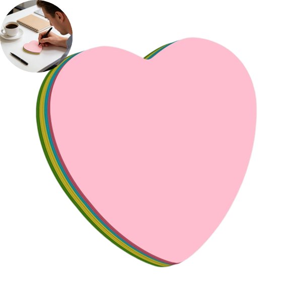 VYARDOZ Sticky Notes, Heart-Shaped Paper Stickers with Adhesive Backing, 100 Sheets for Students Study Reminders and To-Do Lists (Multicolor)