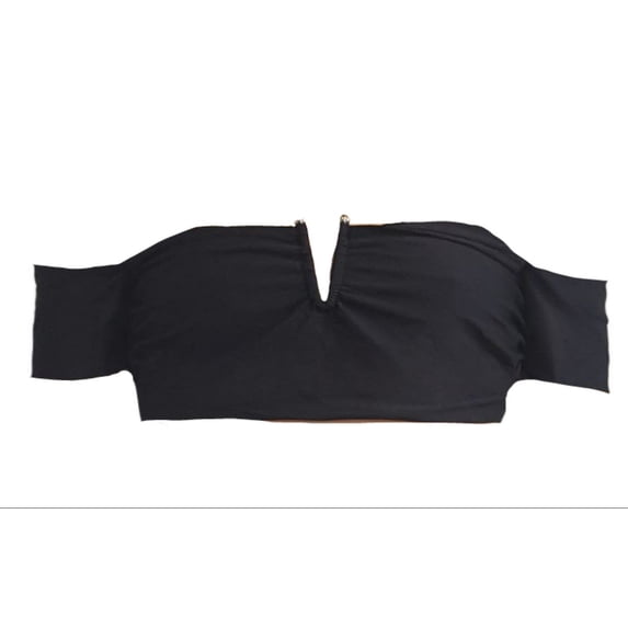 VYB Women's Cold Shoulder V-Neck Bikini Top, Black, Medium