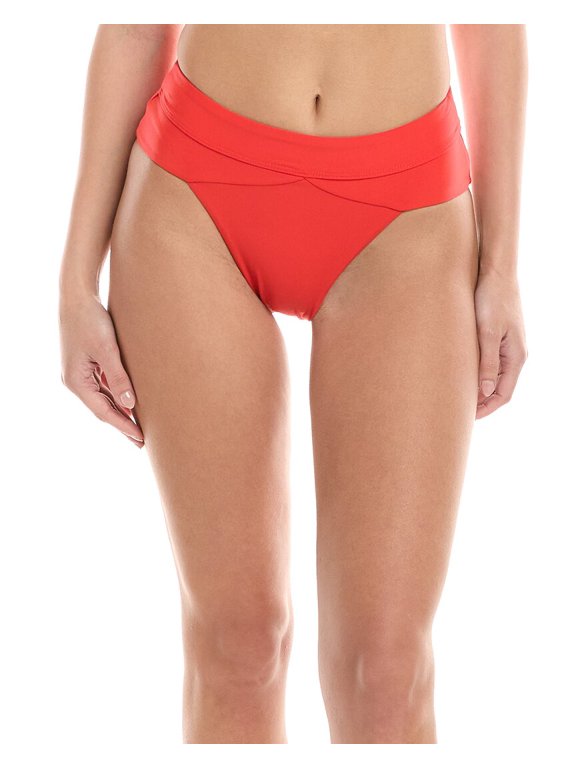 womens  Lyla Seamed High-Waist Bikini Bottom, s, Red