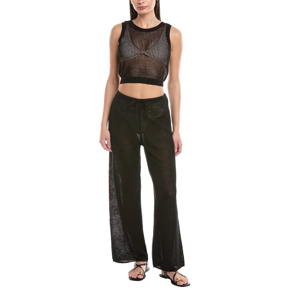 VYB womens  Reese Crochet Crop Top, l, Black