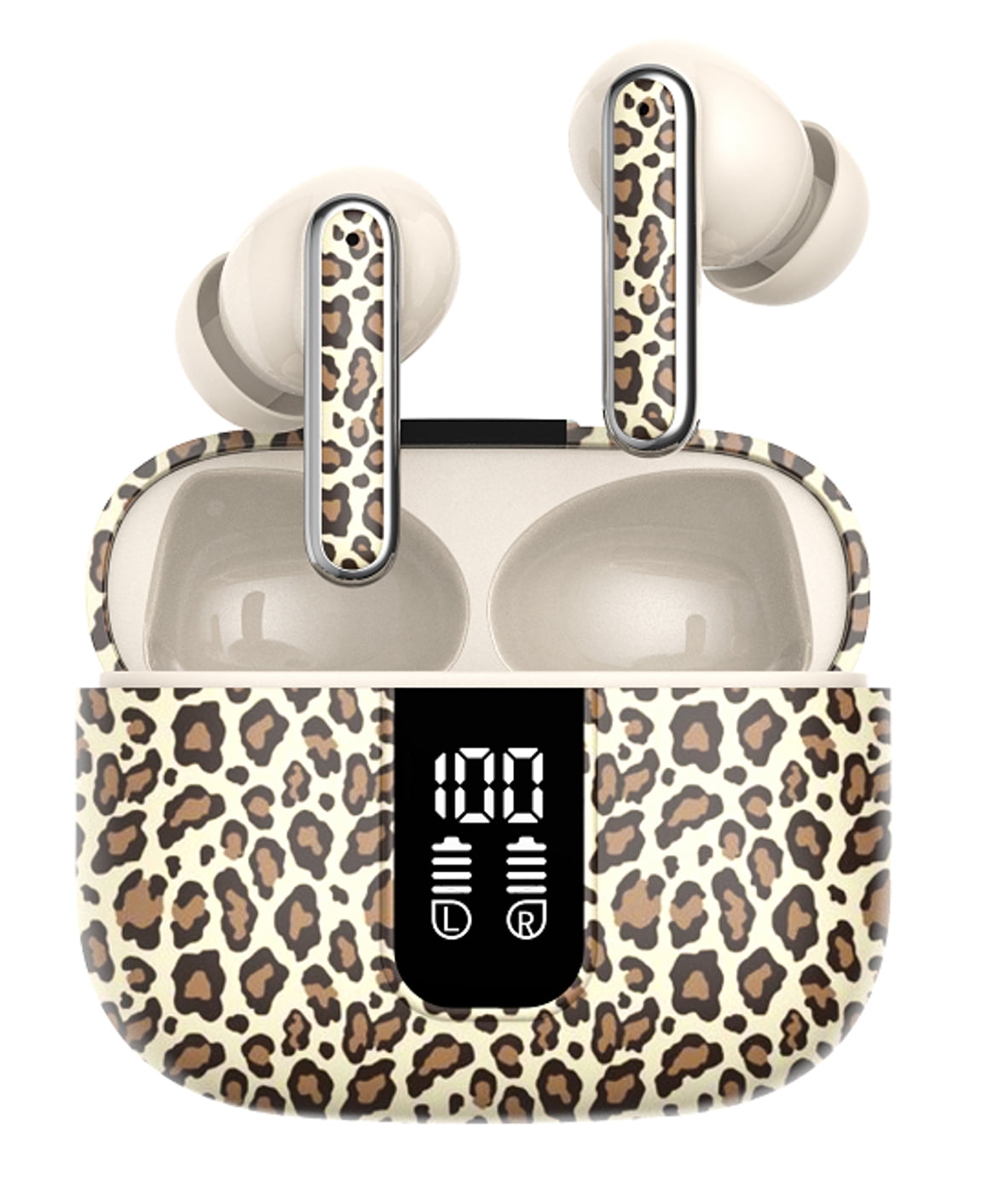 VYBZ PRO True Wireless Bluetooth In-Ear Headphones with ANC and LED Charging Case - LEOPARD