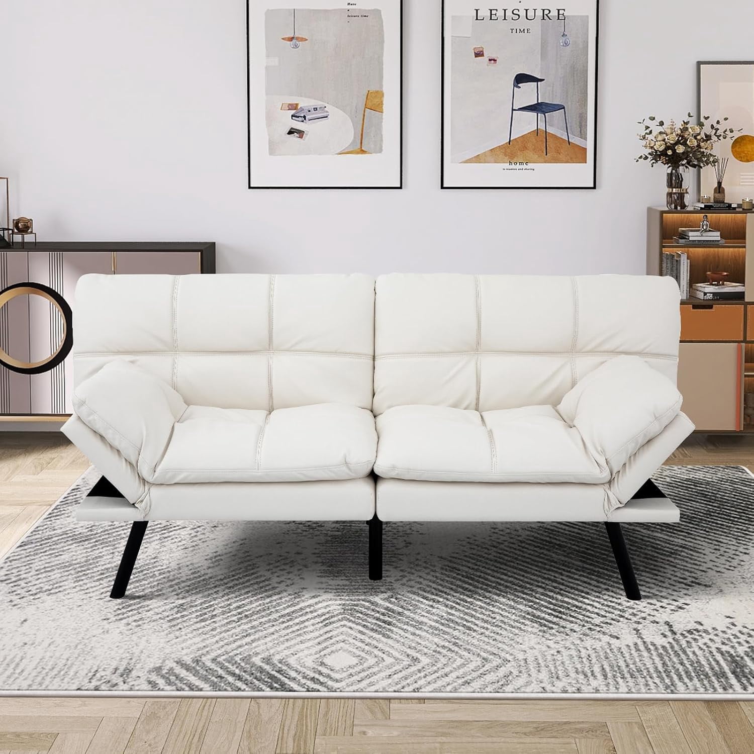 VYIBIBONFC Adjustable Memory Foam Futon Sofa Bed Couch with Convertible ...