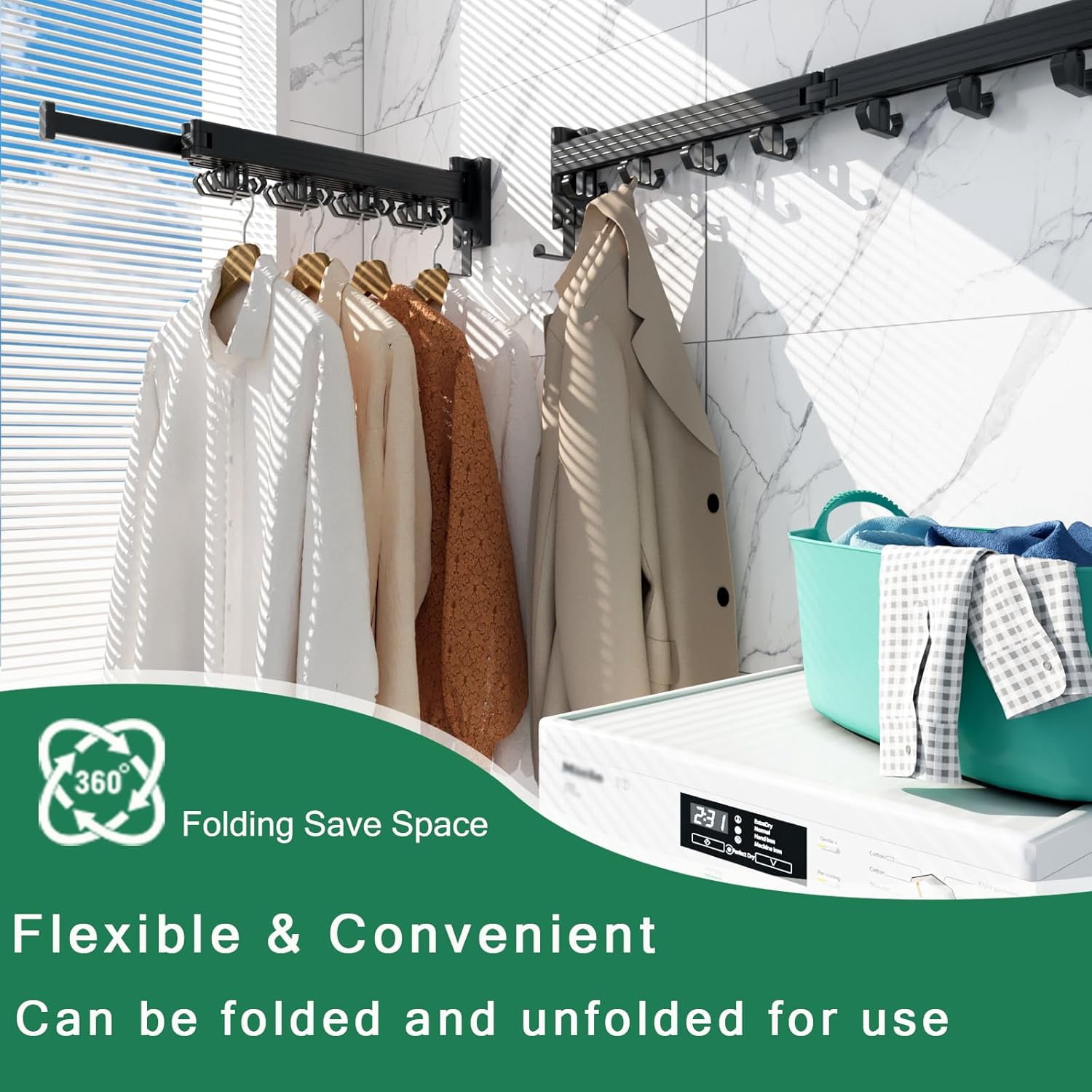 VYIBONTI Wall Mount Clothes Drying Rack Wall Mounted Drying Rack ...