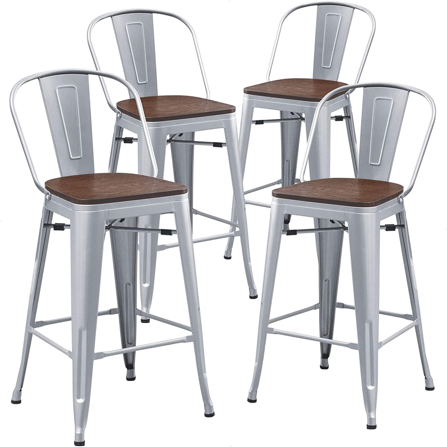 VYIBUON Metal Bar Stools 26 inch Barstools Counter Height Bar Stool ...