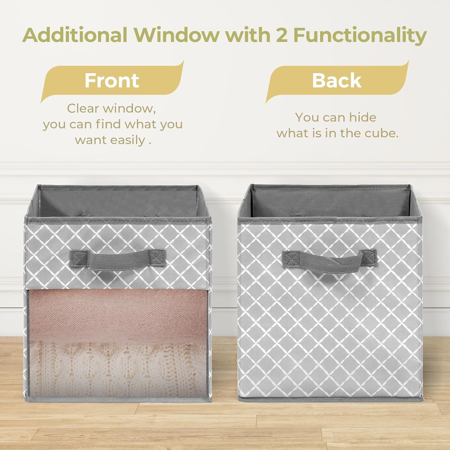 VYIHBO 11x11 Large Storage Bins with Clear Window Storage Cubes ...