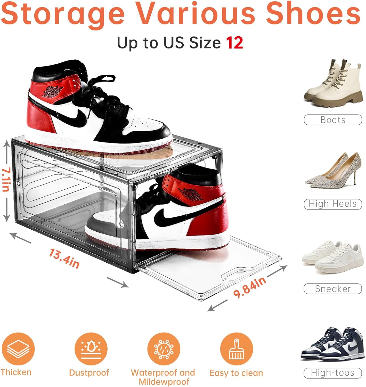 VYIHBO 12 Pack Large Shoe Storage Clear Shoe Storage Organizer with ...