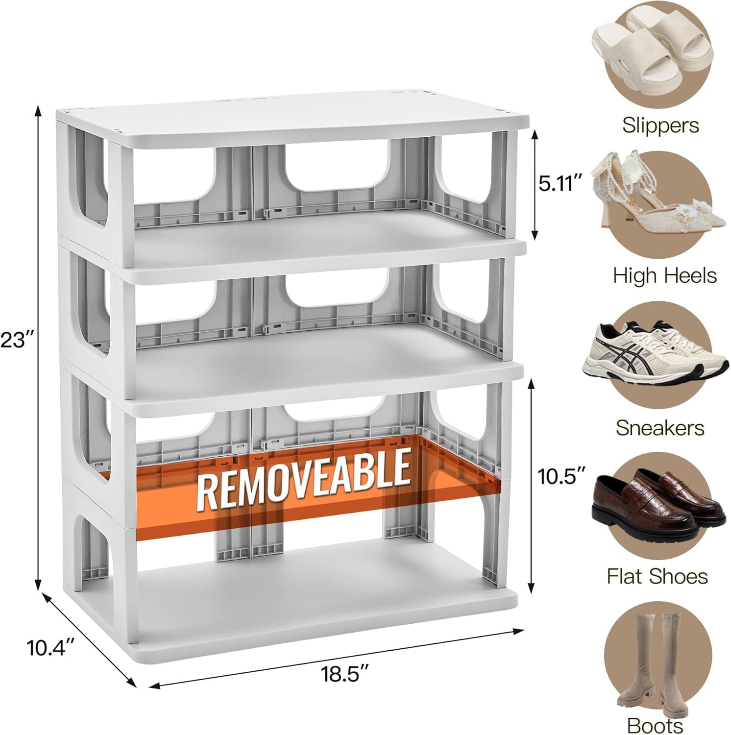 Stackable Compact Shoe Rack XNKOLMJ 5-Tier Small Shoe Rack Vertical Narrow Stackable Organizer with ...