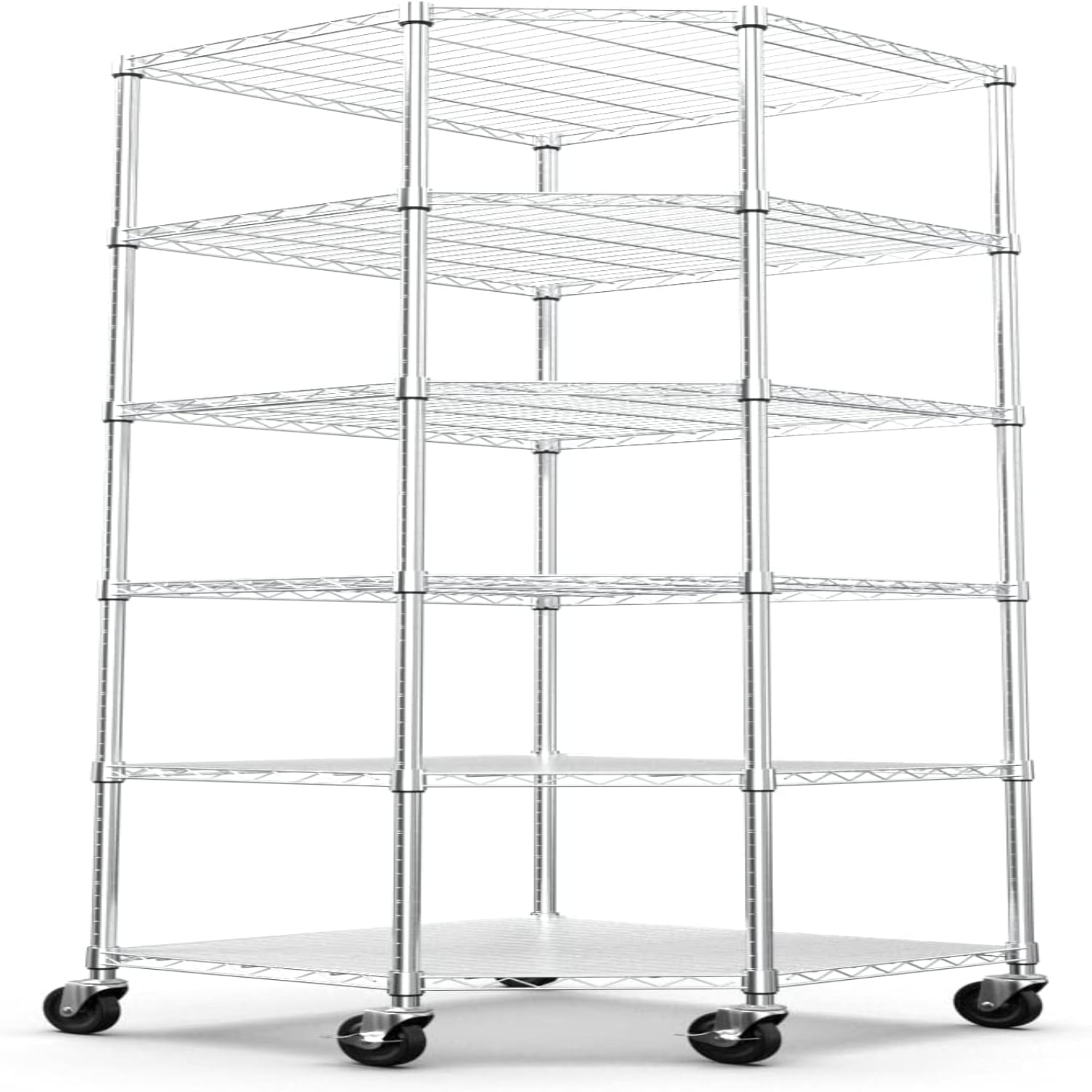 VYIHBO 6-Tier NSF Metal Corner Wire Shelving Unit - 2100lbs Capacity ...