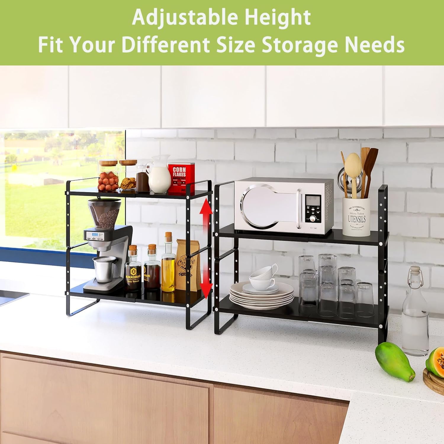 VYIHBO Expandable Cabinet Shelf Organizer Rack Stackable Kitchen ...