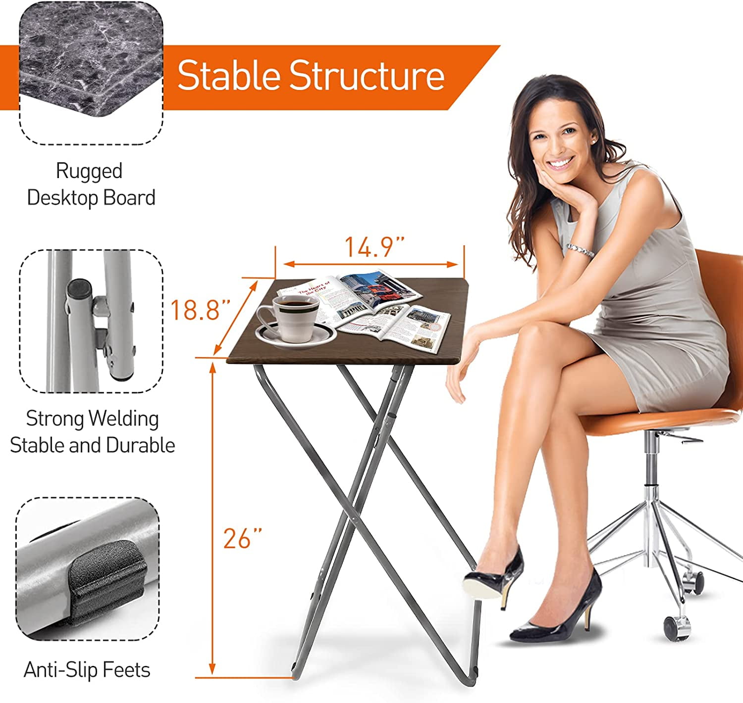VYIHBO Folding TV Tray Table Dinner Snack Trays Table for Eating on ...