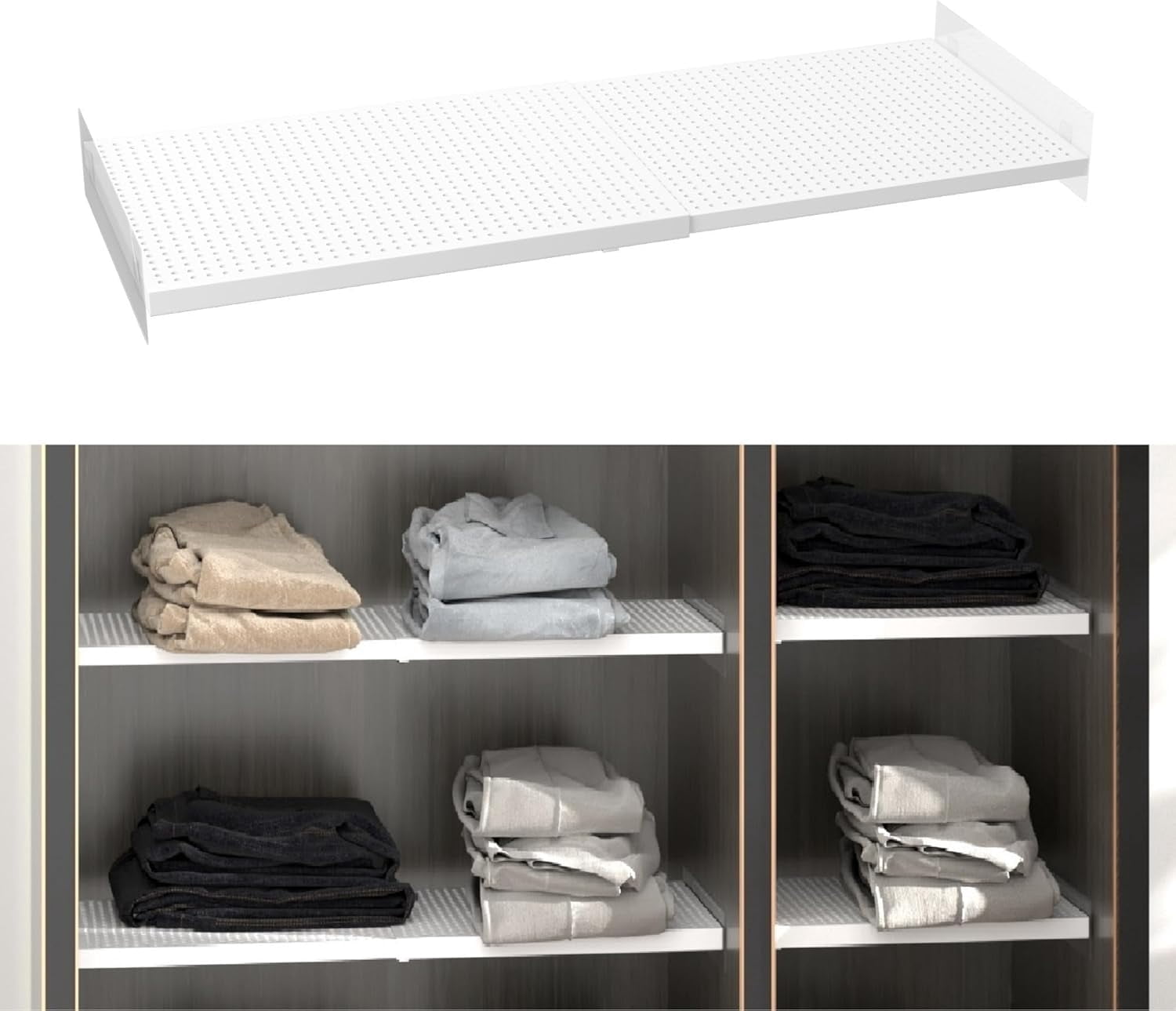 WEJIPP Closet Tension Shelves – Expandable Cabinet Organizer, No Drill Wire Shelf, Up To 40 Lbs Load - View #11
