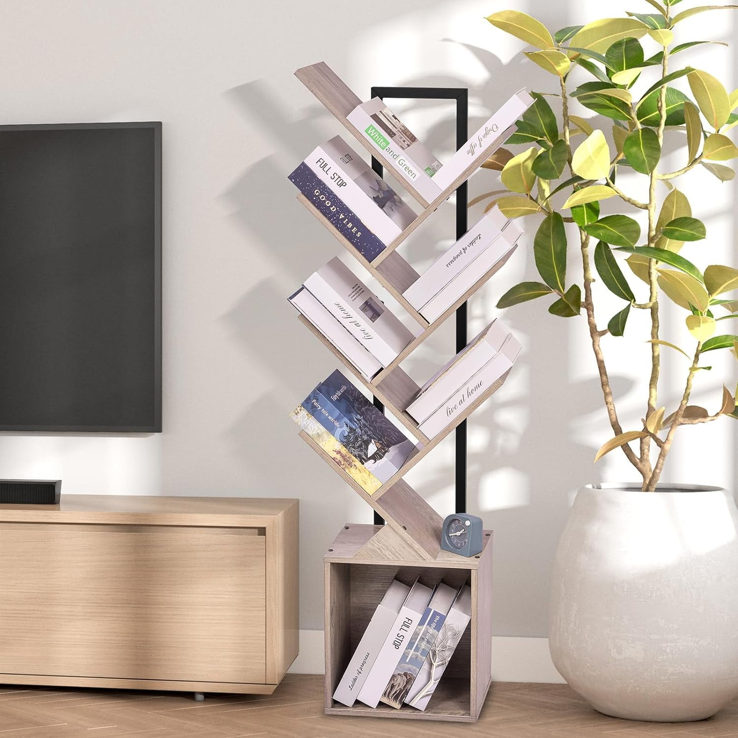 VYIHBO JKLCH LTKIF Tree Bookshelf Bookcase with Storage Cabinet 7-Tier ...