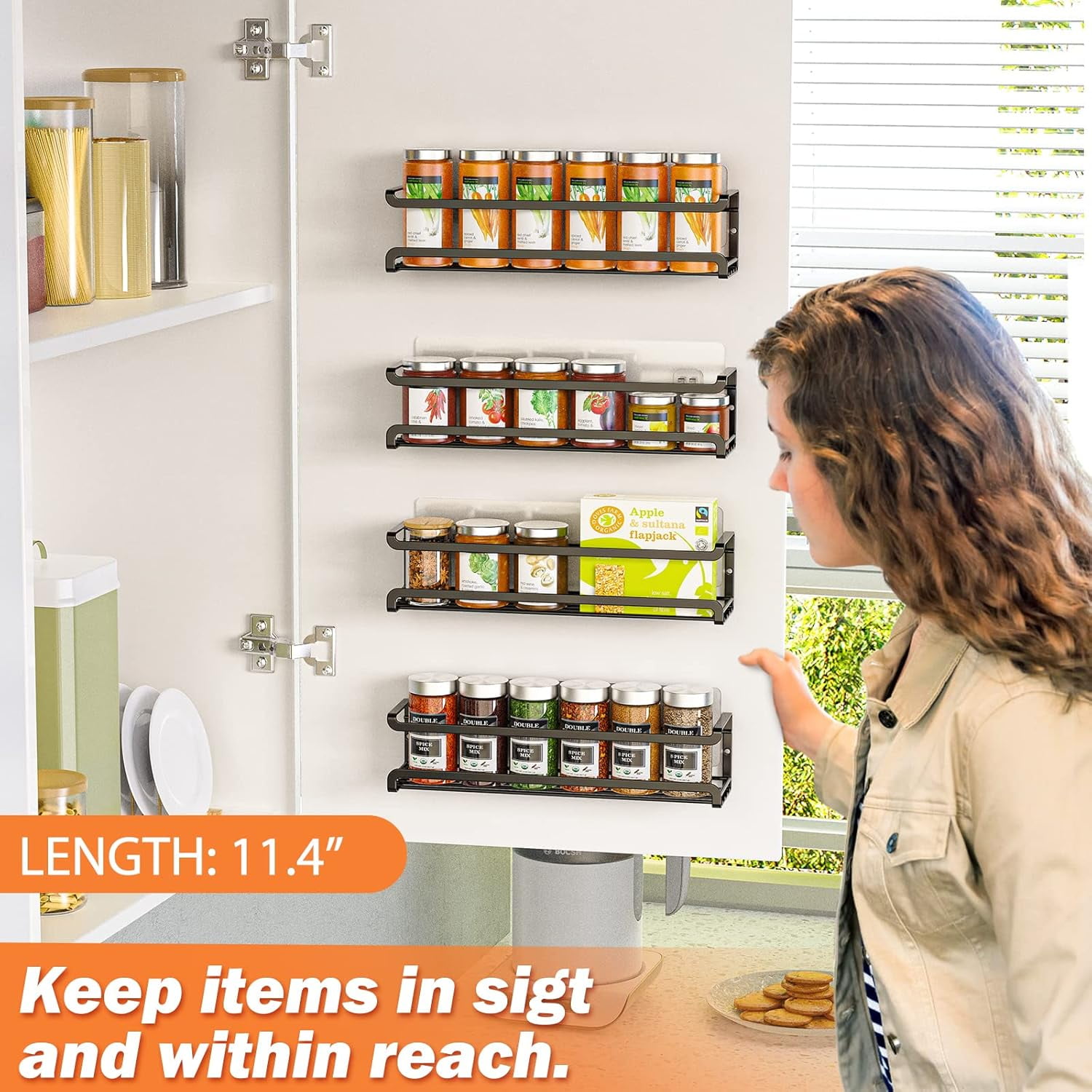VYIHBO Spice Rack wall mounted 4 Pack Space-Saving Spice Organizer for ...