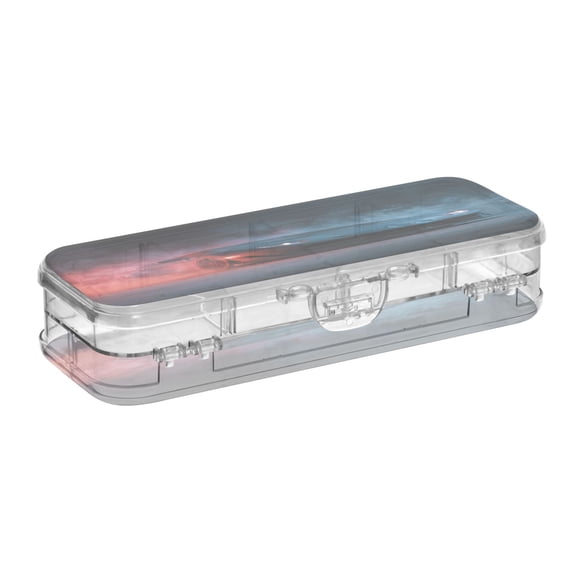 VZAYYK Double Layer Transparent Clear PET Pen Case with Detachable Dividers Hyper-realistic Black Racing Car Snap Closure Pencil Box for Study Office Travel