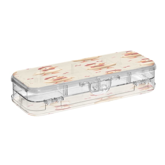 VZAYYK Double Layer Transparent Clear PET Pen Case with Detachable Dividers Dapper Duck Pattern Snap Closure Pencil Box for Study Office Travel
