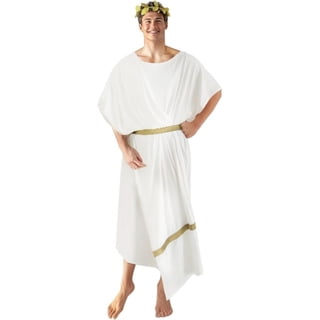 Adult Greek Toga God Costume, White Roman Deluxe Halloween Cosplay Ancient Robe